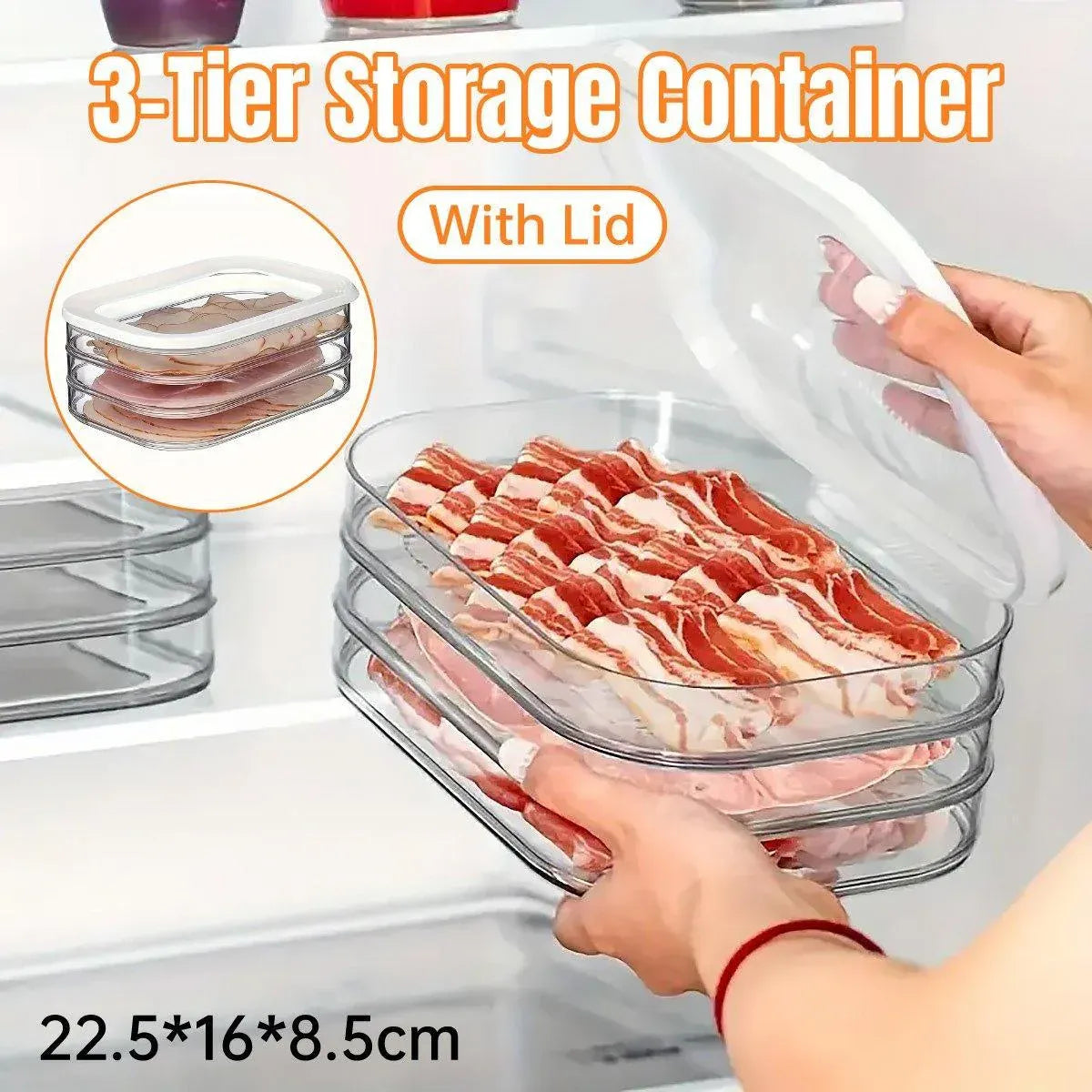 Food Grade Transparent Plastic Freezer Storage Box With Lid For Kitchen Fridge